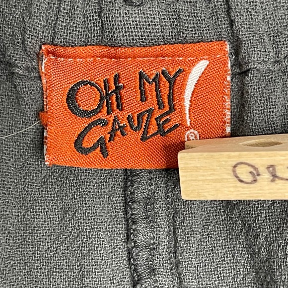 Oh My Gauze Sammy Pant Womens L/XL 2 Graphite Wide Leg Capri Cotton Lagenlook - Picture 3 of 9